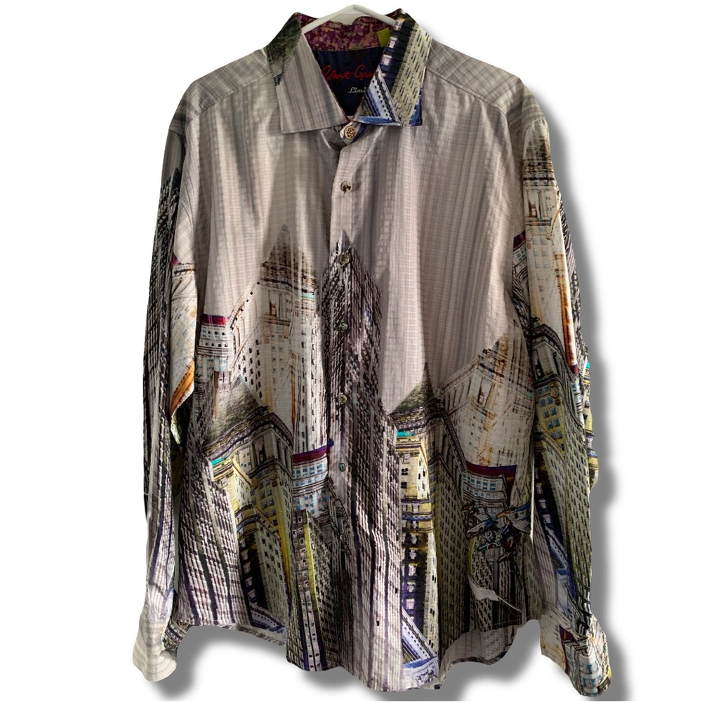 Robert Graham Limited Edition The Harding City View Crystal Sport Shirt Size 2XL
